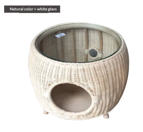 Wicker Tea Minimalist Modern Small Round Low Side Table