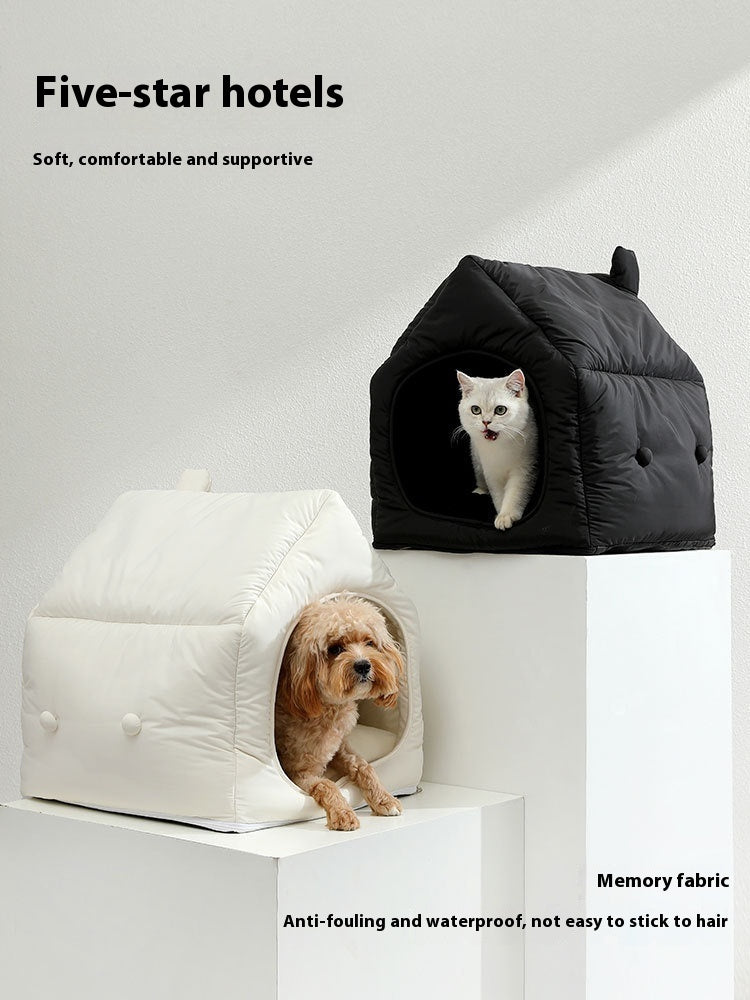 Folding Small Tent Winter Warm Kennel Cat Mat Detachable